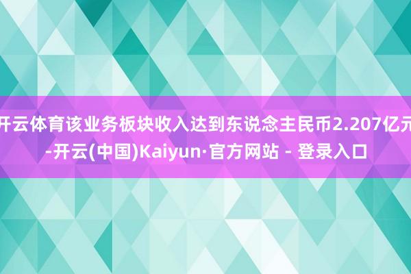 开云体育该业务板块收入达到东说念主民币2.207亿元-开云(中国)Kaiyun·官方网站 - 登录入口